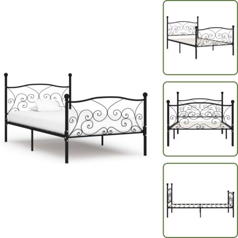 Cama de madera - vidaXL Estructura cama con somier sin colchón metal negro 100x200 cm - Cama moderna