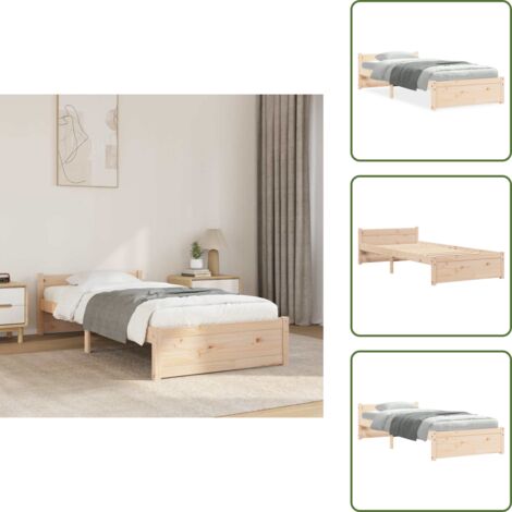 Cama de madera - vidaXL Estructura cama individual sin colchón madera maciza 75x190 cm - Cama sin colchón