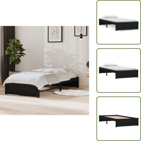Cama de madera - vidaXL Estructura cama individual sin colchón madera negro 90x190 cm - Cama sin colchón