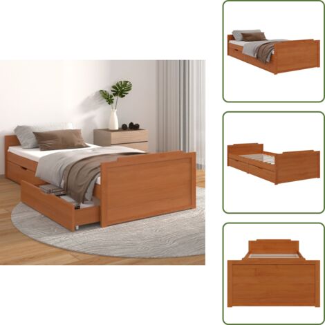 Cama de madera - vidaXL Estructura cama sin colchón madera pino marrón miel 90x200 cm - Cama rústica