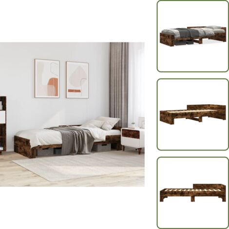 Cama de madera - vidaXL Estructura cama sin colchón madera roble ahumado 75x190 cm - Cama de ingeniería