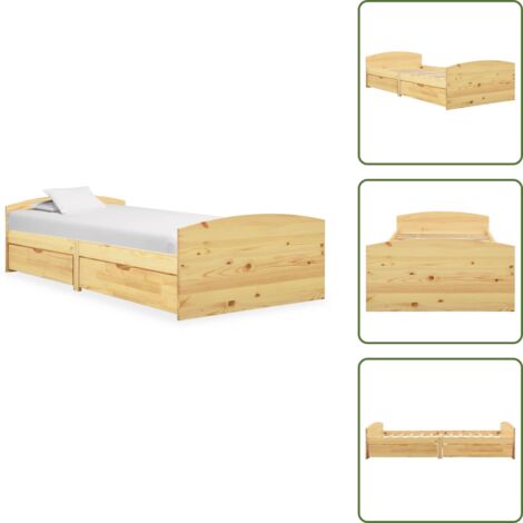 Cama de madera - vidaXL Estructura de cama con 2 cajones madera maciza pino 90x200 cm - Cama con ruedas