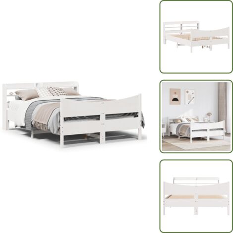 Cama de madera - vidaXL Estructura de cama con cabecero madera pino blanco 120x200 cm - Cama de pino