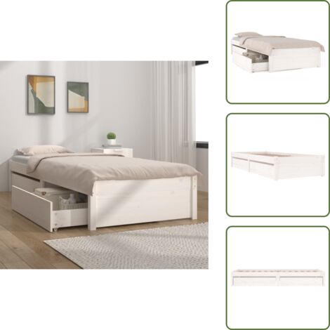 Cama de madera - vidaXL Estructura de cama con cajones blanco 75x190 cm - Cama de pino
