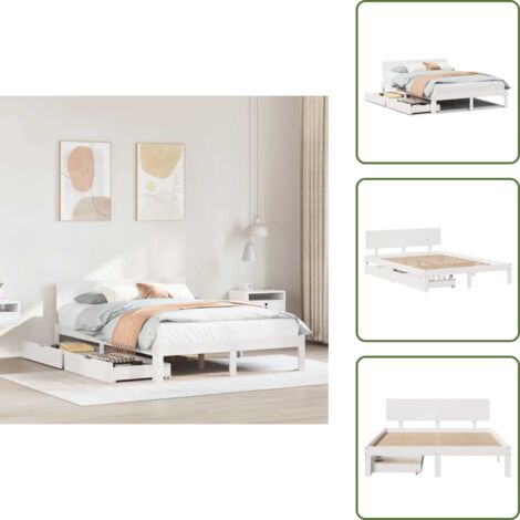 Cama de madera - vidaXL Estructura de cama con cajones madera de pino blanco 120x200 cm - Cama de pino