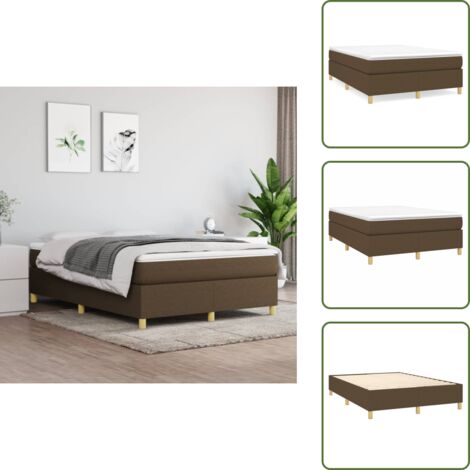 Cama de madera - vidaXL Estructura de cama con somier tela marrón oscuro 140x200 cm - Cama con patas