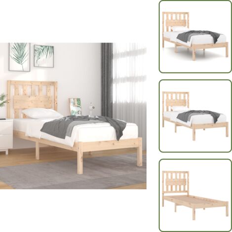 Cama de madera - vidaXL Estructura de cama individual sin colchón madera maciza - Cabecero de cama
