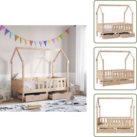 Cama de madera - vidaXL Estructura de cama infantil con cajones madera de pino 80x170cm - Cama de pino