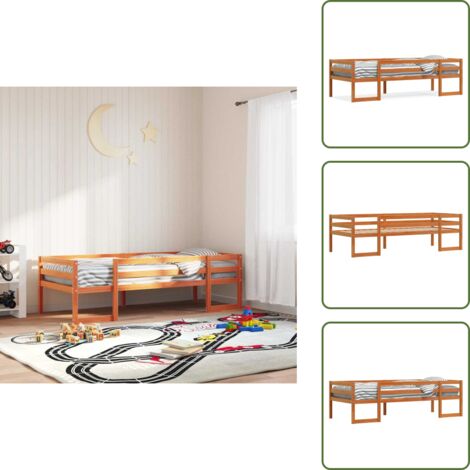 Cama de madera - vidaXL Estructura de cama para niños madera de pino marrón 80x200 cm - Cama infantil