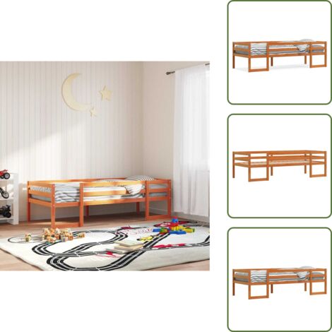 Cama de madera - vidaXL Estructura de cama para niños madera de pino marrón 90x200 cm - Cama infantil