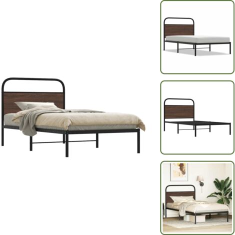 Cama de madera - vidaXL Estructura de cama sin colchón 100x200 cm madera marrón roble - Cabecero de cama