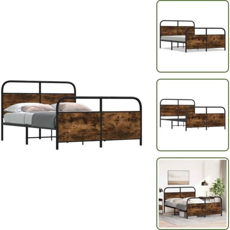 Cama de madera - vidaXL Estructura de cama sin colchón 120x190 cm madera roble ahumado - Cama de roble