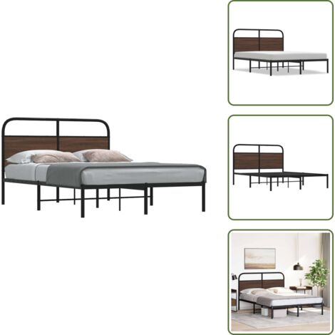 Cama de madera - vidaXL Estructura de cama sin colchón 140x200 cm madera marrón roble - Cabecero de cama