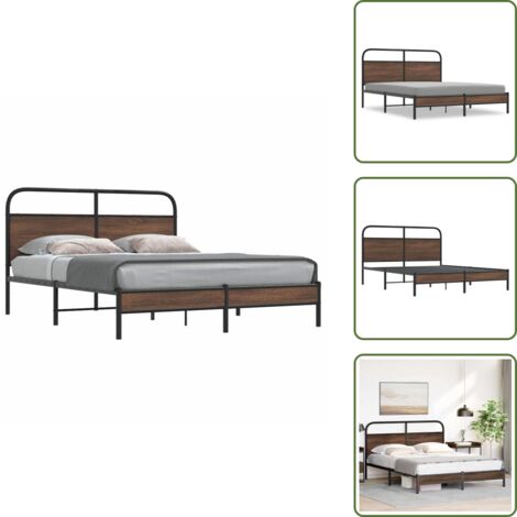 Cama de madera - vidaXL Estructura de cama sin colchón 150x200 cm madera marrón roble - Cabecero de cama