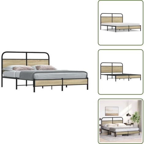 Cama de madera - vidaXL Estructura de cama sin colchón 150x200 cm madera roble Sonoma - Cabecero de cama