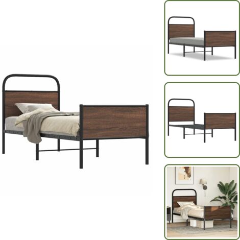 Cama de madera - vidaXL Estructura de cama sin colchón 75x190 cm madera marrón roble - Cama de acero y madera