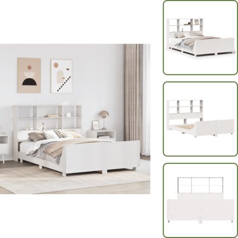 Cama de madera - vidaXL Estructura de cama sin colchón madera de pino blanca 140x200 cm - Cama de pino