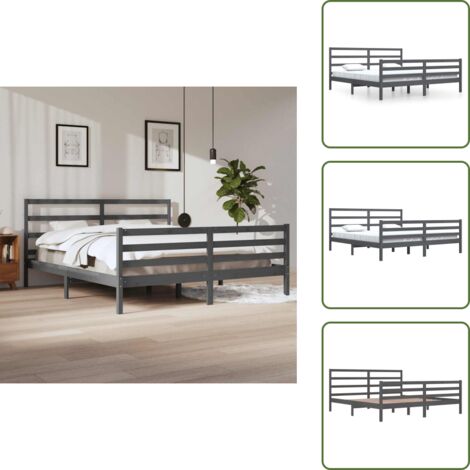 Cama de madera - vidaXL Estructura de cama sin colchón madera de pino gris 200x200 cm - Cama gris
