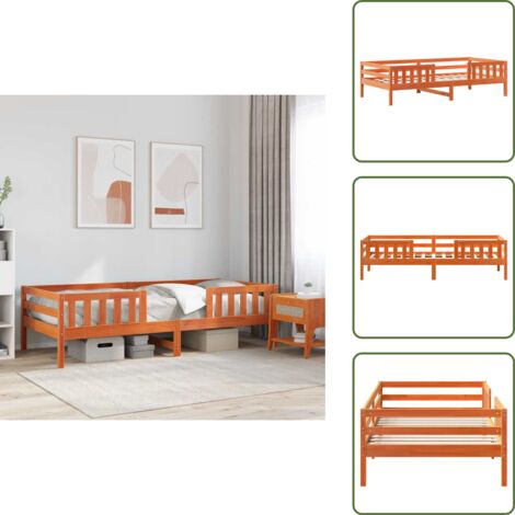 Cama de madera - vidaXL Estructura de cama sin colchón madera maciza marrón 75x190 cm - Diseño moderno