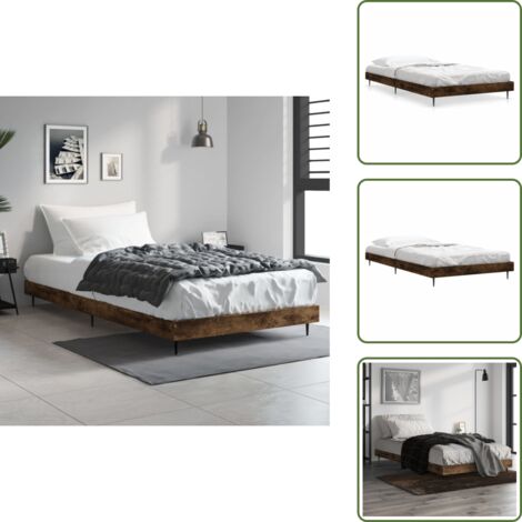 Cama de madera - vidaXL Estructura de cama sin colchón madera roble ahumado 90x190 cm - Cama de madera contrachapada