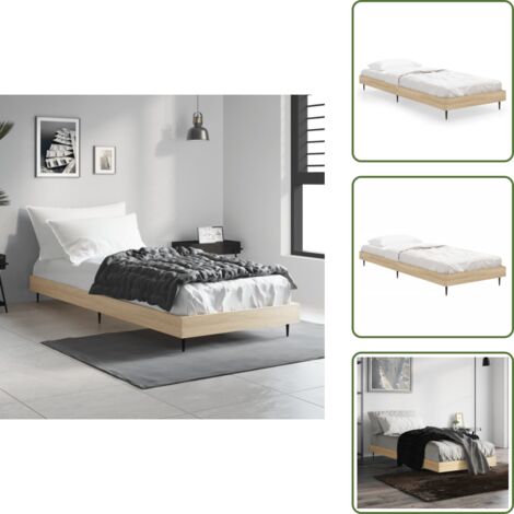 Cama de madera - vidaXL Estructura de cama sin colchón madera roble Sonoma 75x190 cm - Cama de madera contrachapada