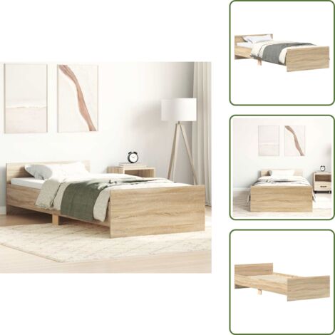 Cama de madera - vidaXL Estructura de cama sin colchón madera roble Sonoma 75x190 cm - Cama de roble