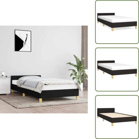 Cama de madera - vidaXL Estructura de cama sin colchón tela negro 100x200 cm - Cama de cabecera