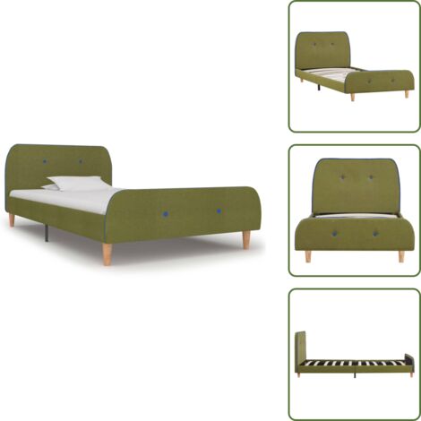 Cama de madera - vidaXL Estructura de cama sin colchón tela verde 90x200 cm - Cama de hierro