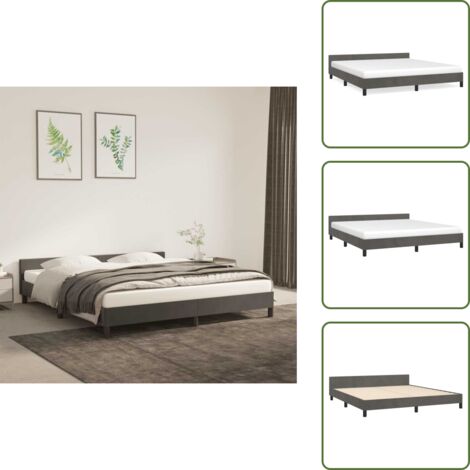 Cama de madera - vidaXL Estructura de cama sin colchón terciopelo gris oscuro 160x200cm - Cama con cabecero