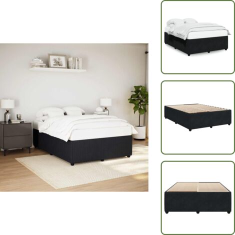 Cama de madera - vidaXL Estructura de cama sin colchón terciopelo negro 140x190 cm - Cama con listones