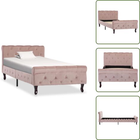 Cama de madera - vidaXL Estructura de cama sin colchón terciopelo rosa 90x200 cm - Cama de pino