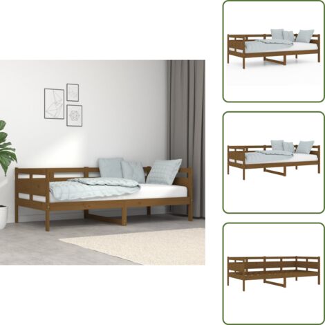 Cama de madera - vidaXL Sofá cama de madera maciza de pino marrón miel 90x190 cm - Sofá de pino
