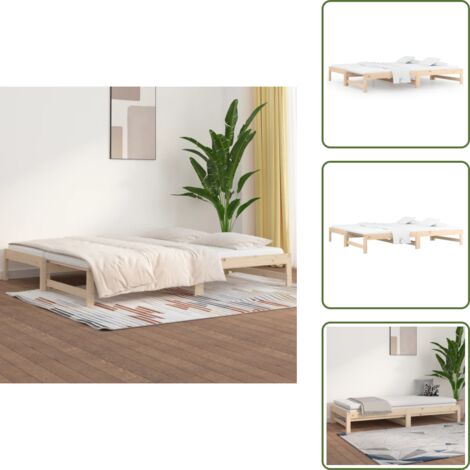 Cama de madera - vidaXL Sofá cama extraíble madera maciza de pino 2x(90x200) cm - Sofá cama de pino