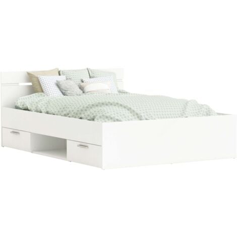 Cama de Matrimonio con Cajones Inferiores Michigan Color Blanco disponible en 135cm o 140cm