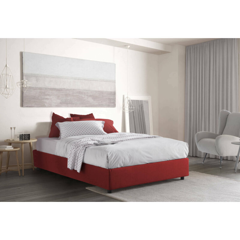 

Cama doble Silvia con contenedor, Made in Italy, en tela, 160x190 cm, con apertura frontal, Rojo - Talamo Italia