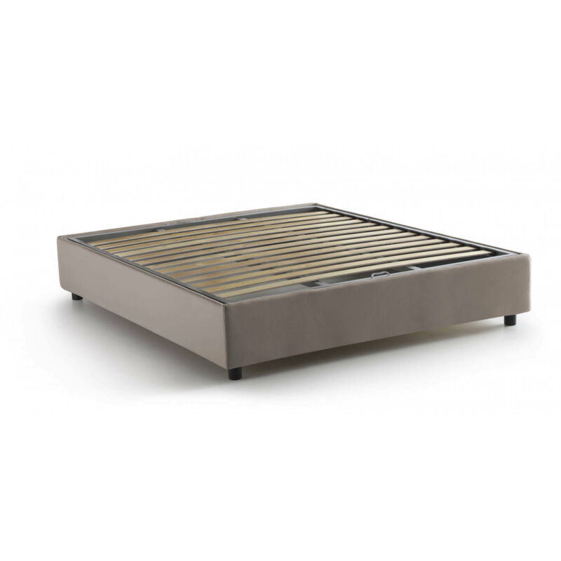 

Cama doble Silvia con contenedor, Made in Italy, en tela, 160x200 cm, con apertura frontal, Taupe - Talamo Italia