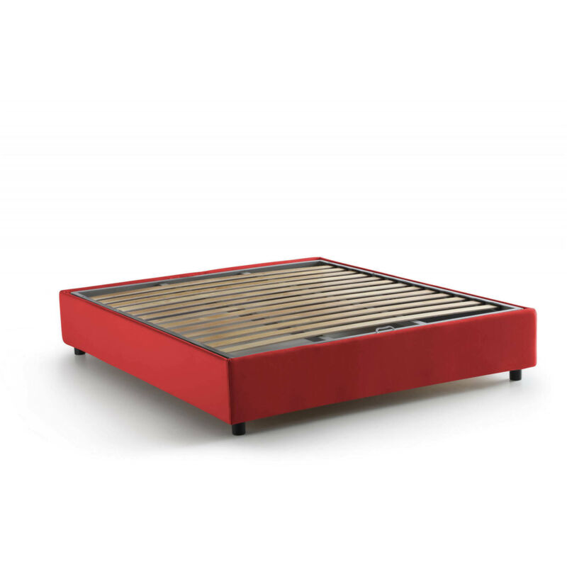 

Cama doble Silvia con contenedor, Made in Italy, en tela, 160x200 cm, con apertura frontal, Rojo - Talamo Italia