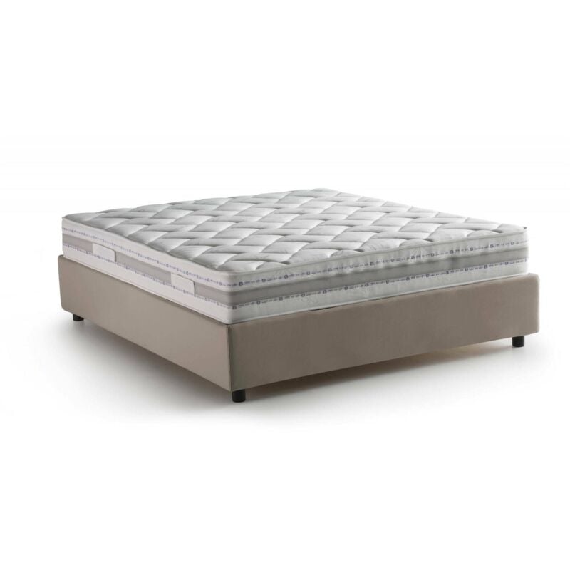 

Cama doble Silvia con contenedor, Made in Italy, en tela, 160x190 cm, con apertura frontal, Taupe, con colchón incluido - Talamo Italia