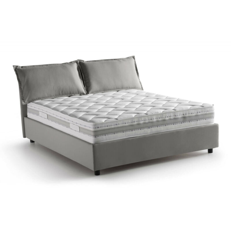 

Cama doble Veronica con contenedor, Made in Italy, en tela, 160x200 cm, con apertura frontal, Gris, con colchón incluido - Talamo Italia