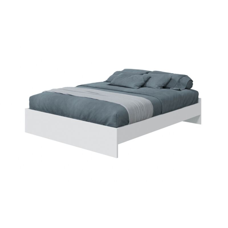 Structure de lit double 160x190 cm blanc artik - Edera