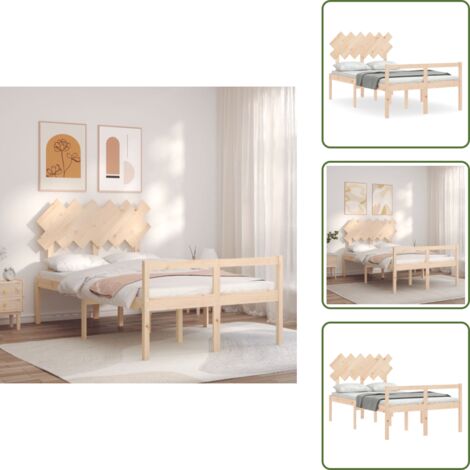 Cama de matrimonio - vidaXL Cama de matrimonio personas mayores con cabecero madera maciza - Cama con espacio de almacenamiento