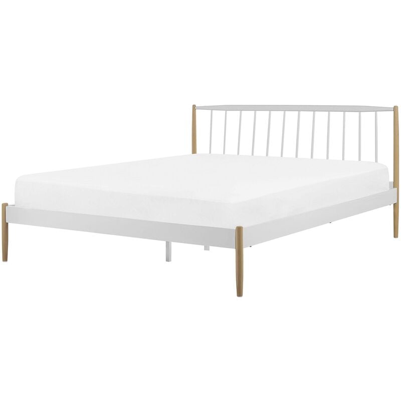 

Beliani - Cama de metal blanca 160 x 200 cm MAURS