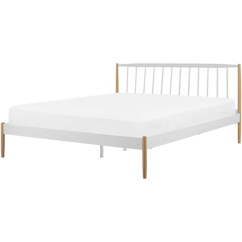 

Beliani - Cama de metal blanca 180x200 cm MAURS