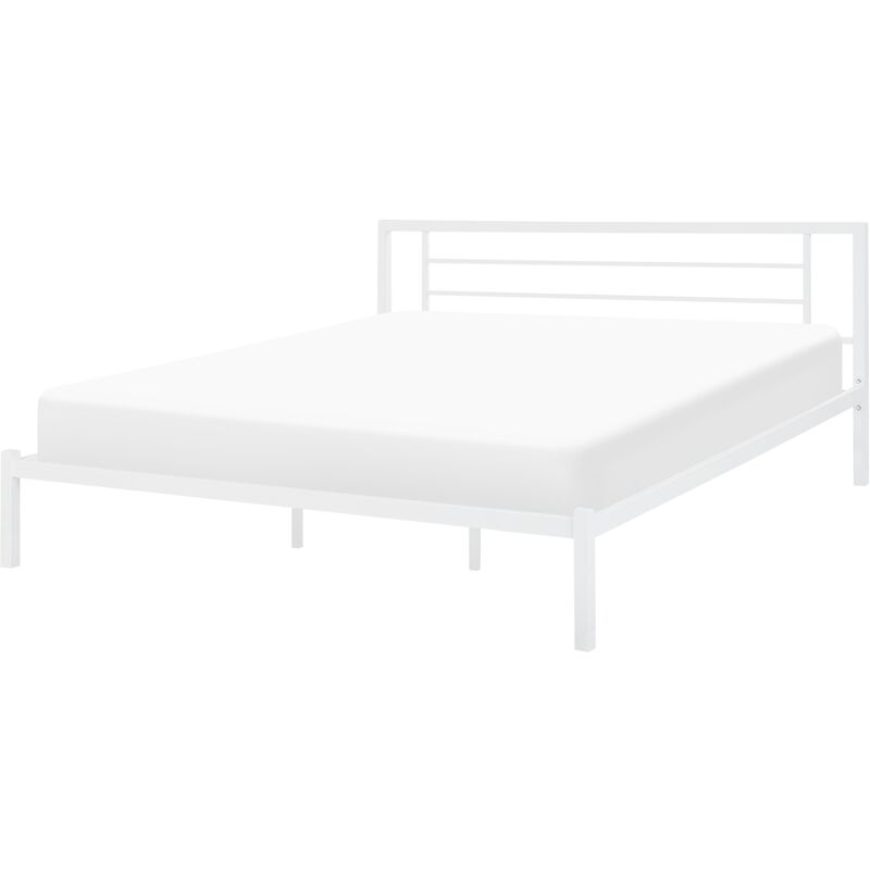 

Beliani - Cama de metal blanca con somier 180x200 cm CUSSET