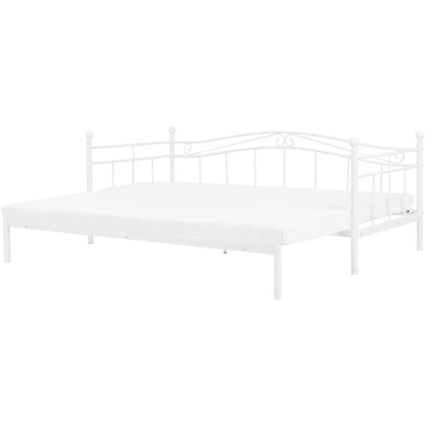 Cama de metal blanco 80-160 x 200 cm con somier extensible estilo moderno Tulle