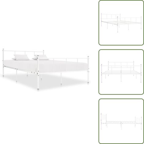 Cama de metal blanco - vidaXL Estructura de cama sin colchón metal blanco 120x200 cm - Cama de 120x200 cm