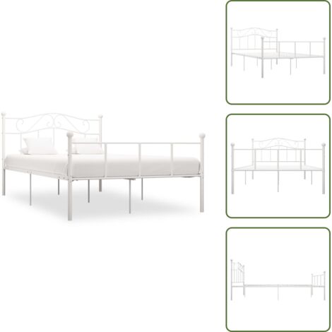 Cama de metal blanco - vidaXL Estructura de cama sin colchón metal blanco 120x200 cm - Cama de 120x200 cm