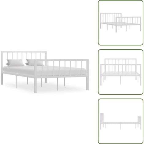 Cama de metal blanco - vidaXL Estructura de cama sin colchón metal blanco 120x200 cm - Estructura de cama metal