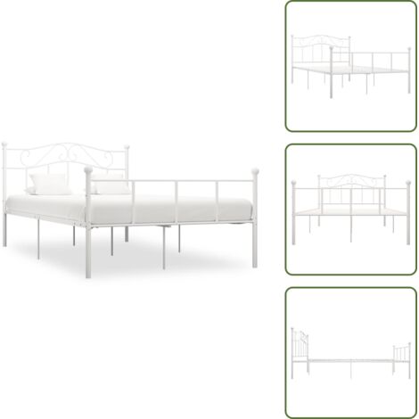 Cama de metal blanco - vidaXL Estructura de cama sin colchón metal blanco 140x200 cm - Estructura de cama metalica