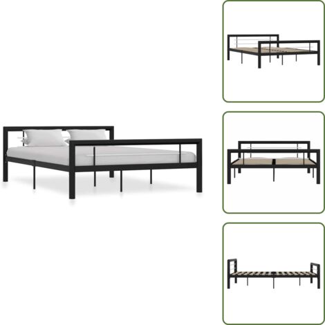 Cama de metal blanco y negro - vidaXL Estructura de cama sin colchón metal blanco y negro 140x200 cm - Cama de 140x200 cm